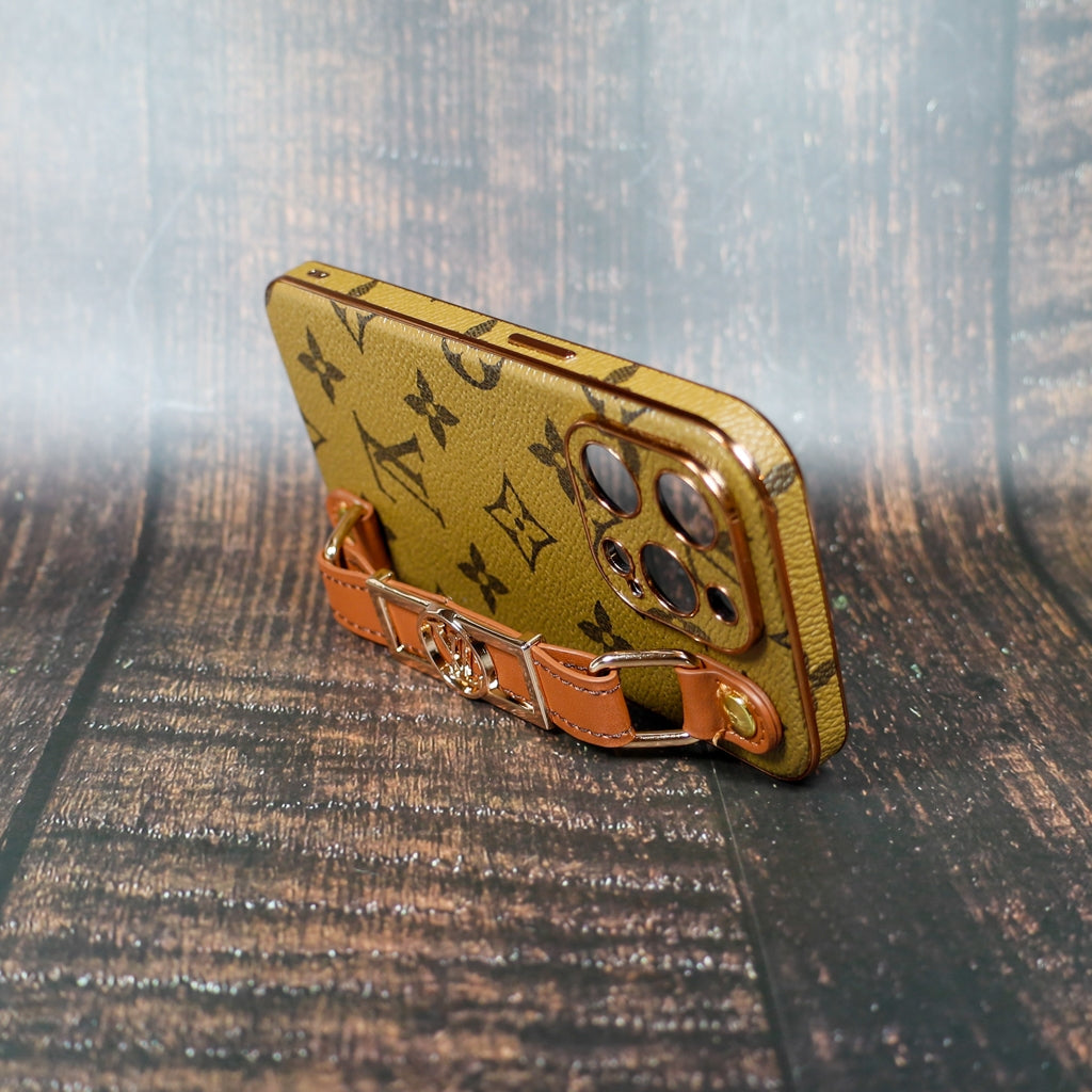 LV iPhone Case With Strap Folding Style For 11 12 13 14 15 Pro Max Plus / Latte for 12-pro