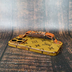 LV iPhone Case With Strap Folding Style For 11 12 13 14 15 Pro Max Plus / Latte for 12-pro-max
