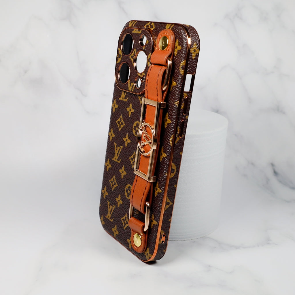 LV Cell Phone Case With Strap Folding Style For 11 12 13 14 15 16 Pro Max Plus / Brown for 11-pro
