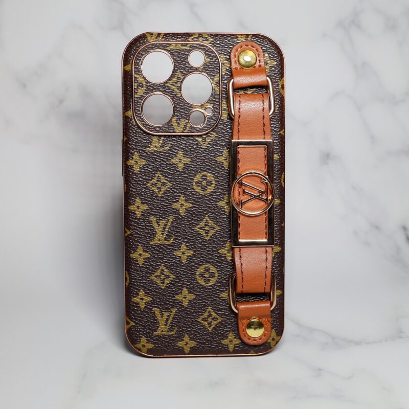 LV Cell Phone Case With Strap Folding Style For 11 12 13 14 15 16 Pro Max Plus / Brown