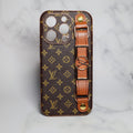 LV Cell Phone Case With Strap Folding Style For 11 12 13 14 15 16 Pro Max Plus / Brown