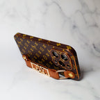 LV Cell Phone Case With Strap Folding Style For 11 12 13 14 15 16 Pro Max Plus / Brown