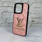 LV Stamped Leather Case Pink For I Pro Max Series for iphone-12-pro