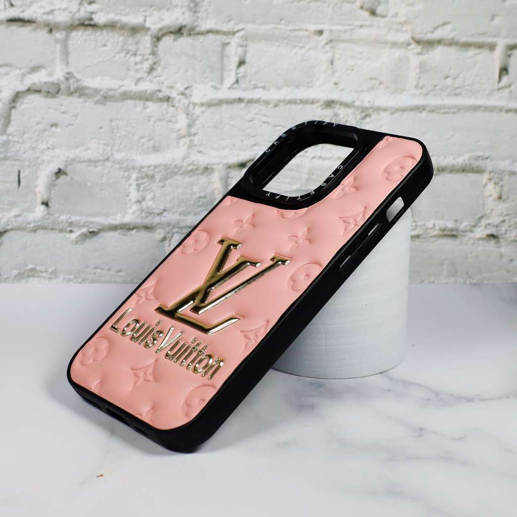 LV Stamped Leather Case Pink For I Pro Max Series for iphone-13-pro