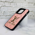 LV Stamped Leather Case Pink For I Pro Max Series for iphone-13-pro