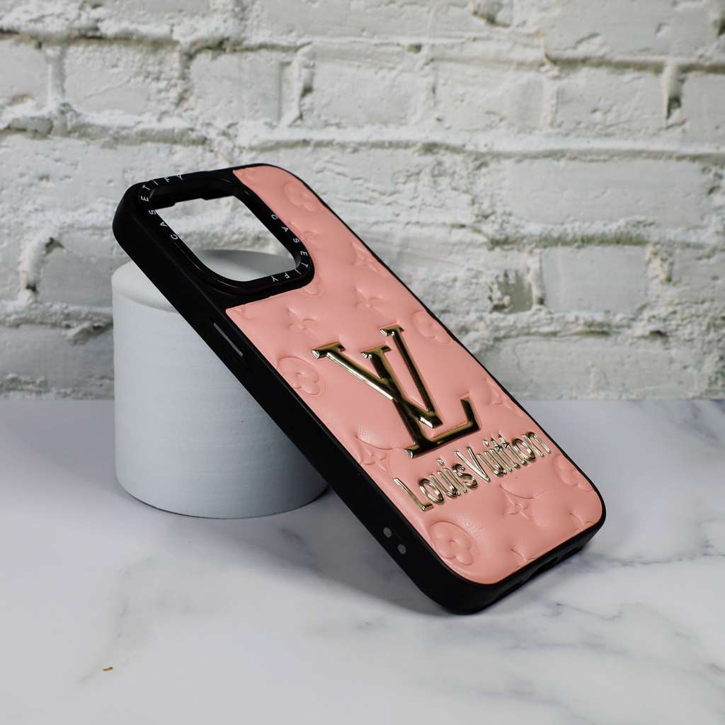 LV Stamped Leather Case Pink For I Pro Max Series for iphone-13-pro-max