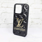 LV Stamped Leather Case Black For I Pro Max Series for iphone-12-pro