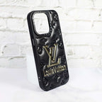 LV Stamped Leather Case Black For I Pro Max Series for iphone-12-pro-max