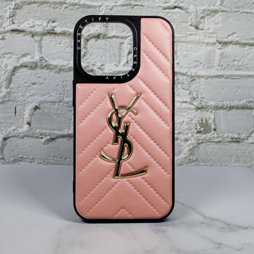 Ysl Leather iPhone Case Fashion Soft Pink For 12 13 14 Pro Plus Version for iphone-12