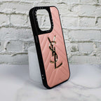 Ysl Leather iPhone Case Fashion Soft Pink For 12 13 14 Pro Plus Version for iphone-12-pro-max