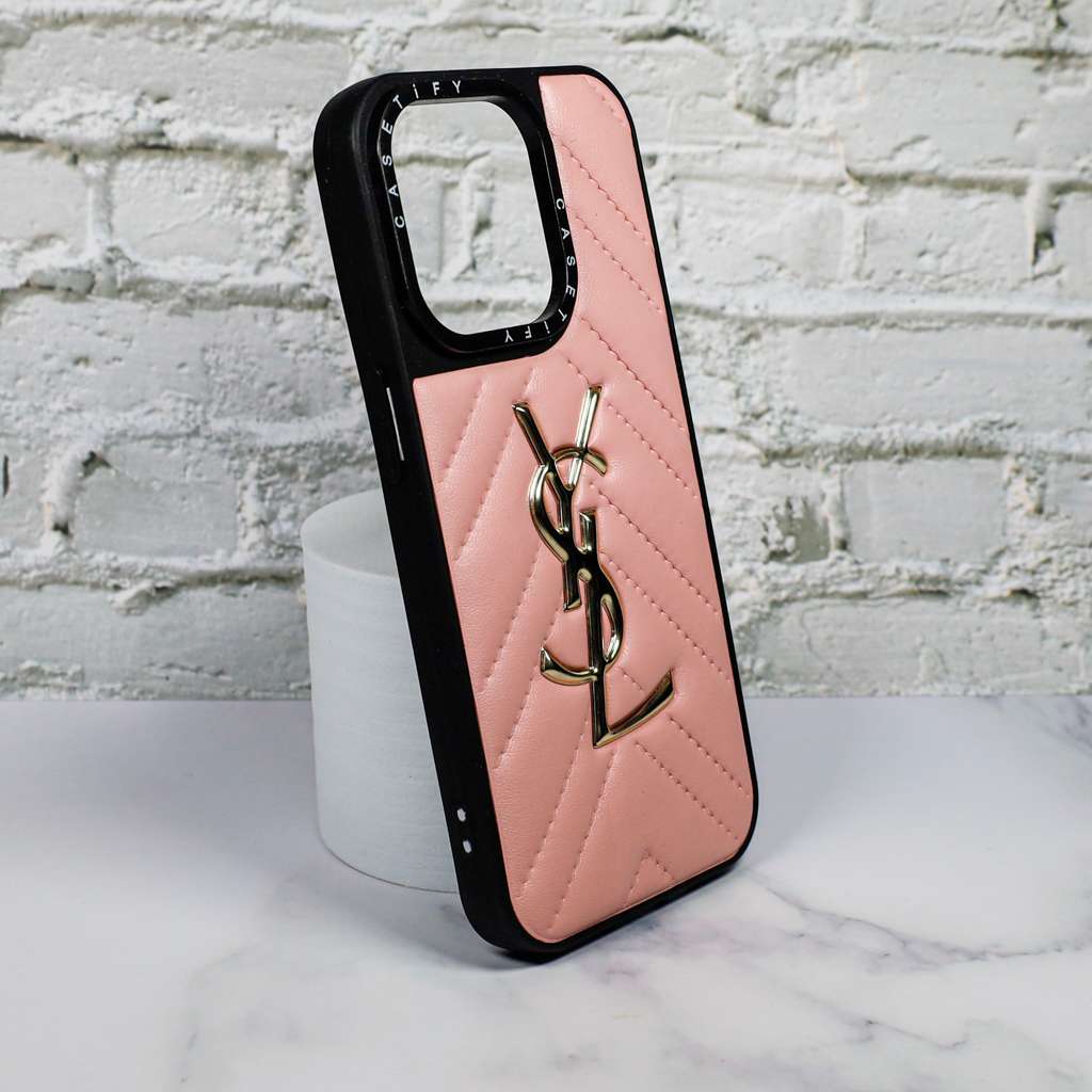 Ysl Leather iPhone Case Fashion Soft Pink For 12 13 14 Pro Plus Version for iphone-12-pro-max