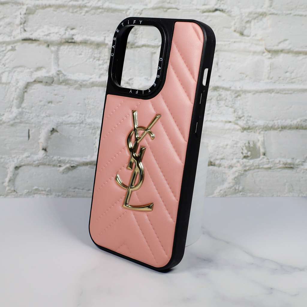 Ysl Leather iPhone Case Fashion Soft Pink For 12 13 14 Pro Plus Version for iphone-12-pro