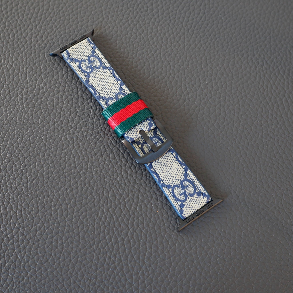 Designer Leather Apple Watch Band Wrist Strap / Blue for 42mm-44mm-45mm