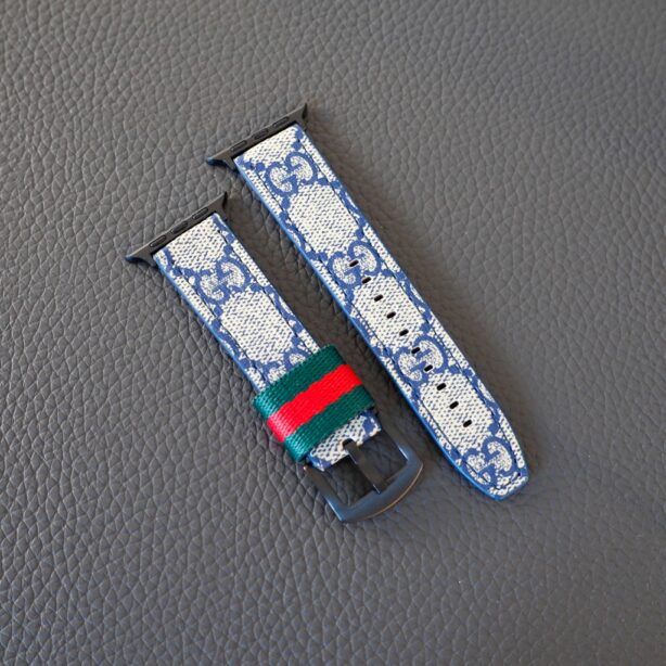 Designer Leather Apple Watch Band Wrist Strap / Blue for 38mm-40mm-41mm