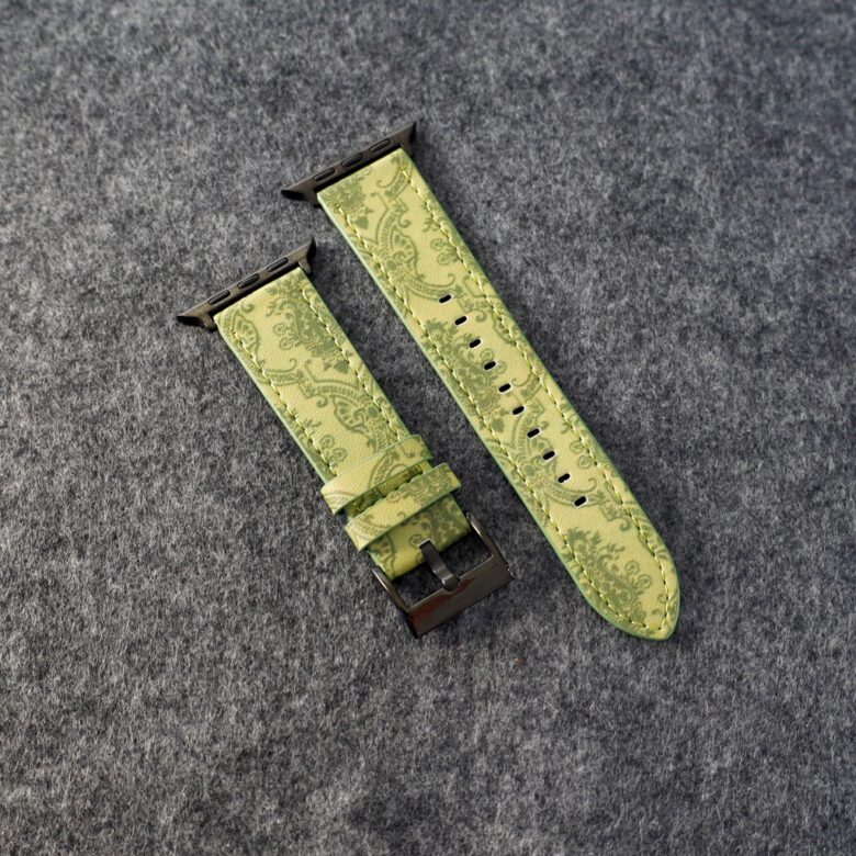 Luxury Gucci Leather Apple Watch Band Wrist Strap / Green for 38mm-40mm-41mm