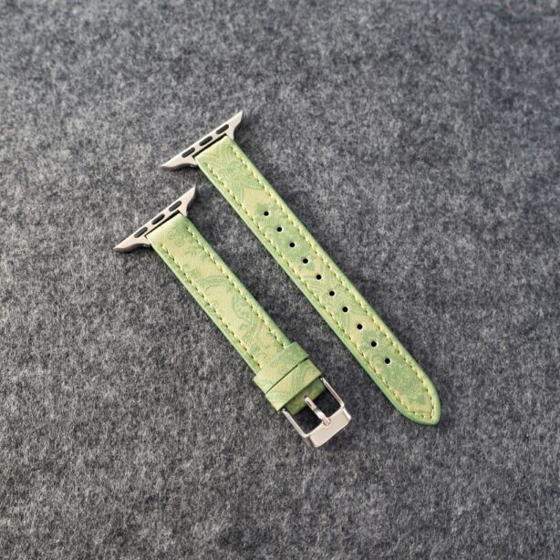 Designer Gucci Leather Watch Band For Apple Watches / Thin Green for 38mm-40mm-41mm