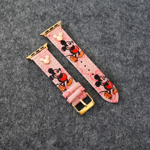 Apple Watch Band Designer Leather Wrist Strap / Pink for 38mm-40mm-41mm