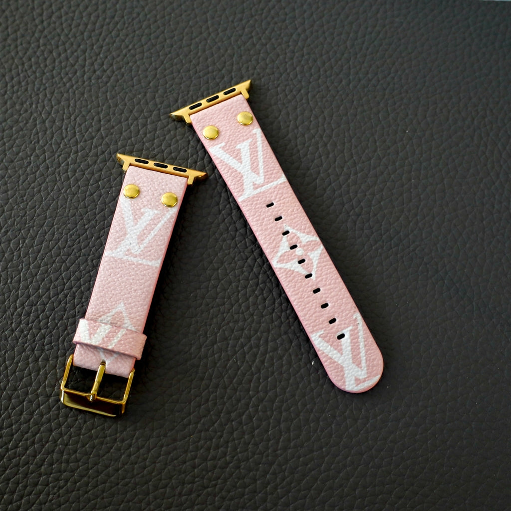 Pink Monogram LV Iwatch Band for 42mm-44mm-45mm
