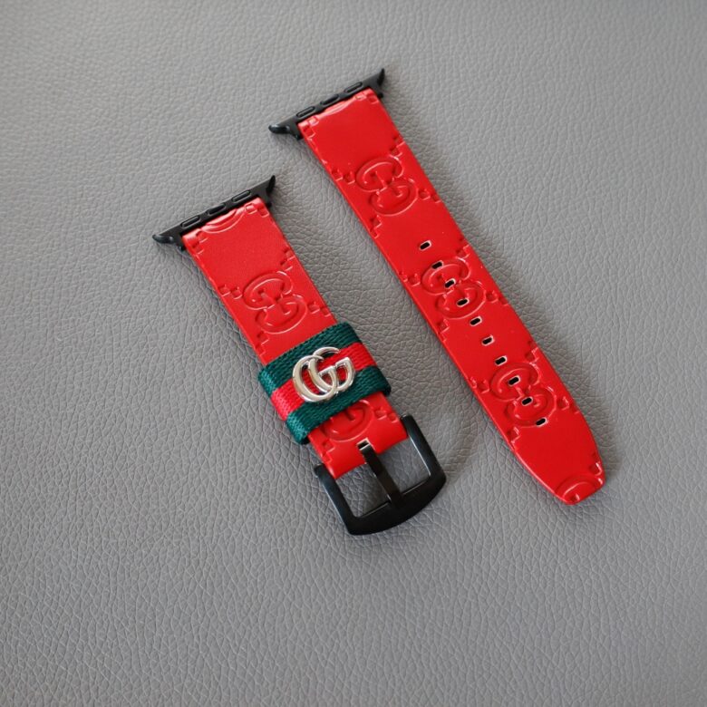 Luxury Leather Apple Watch Band Wrist Strap / Red for 38mm-40mm-41mm