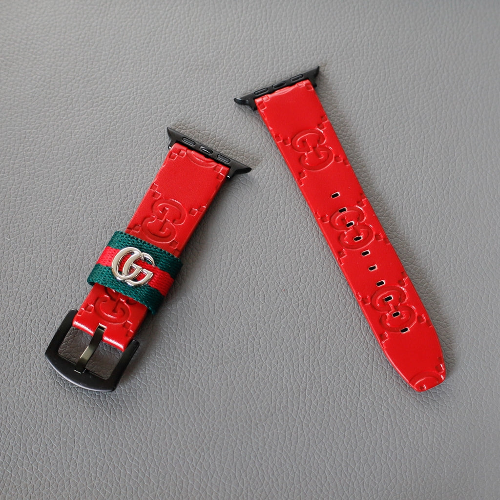 Luxury Leather Apple Watch Band Wrist Strap / Red for 42mm-44mm-45mm