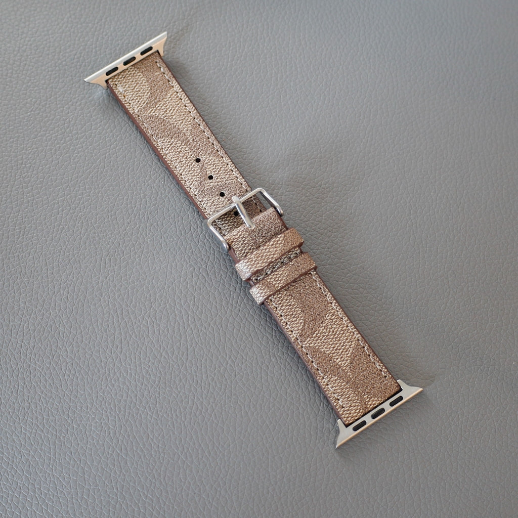 Coach Apple Watch Band Beige Leather for 42mm-44mm-45mm