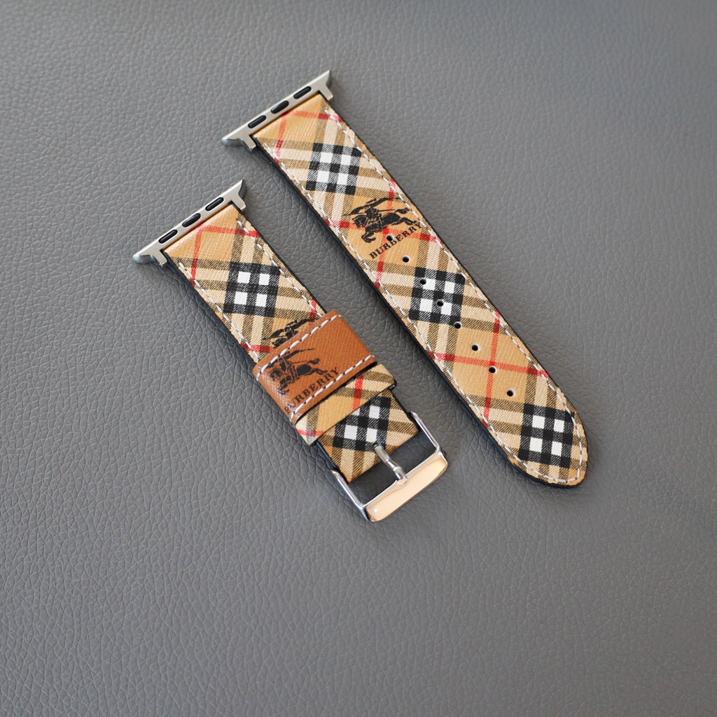 Luxury Burberry Apple Watch Band Criss Cross Design for 38mm-40mm-41mm