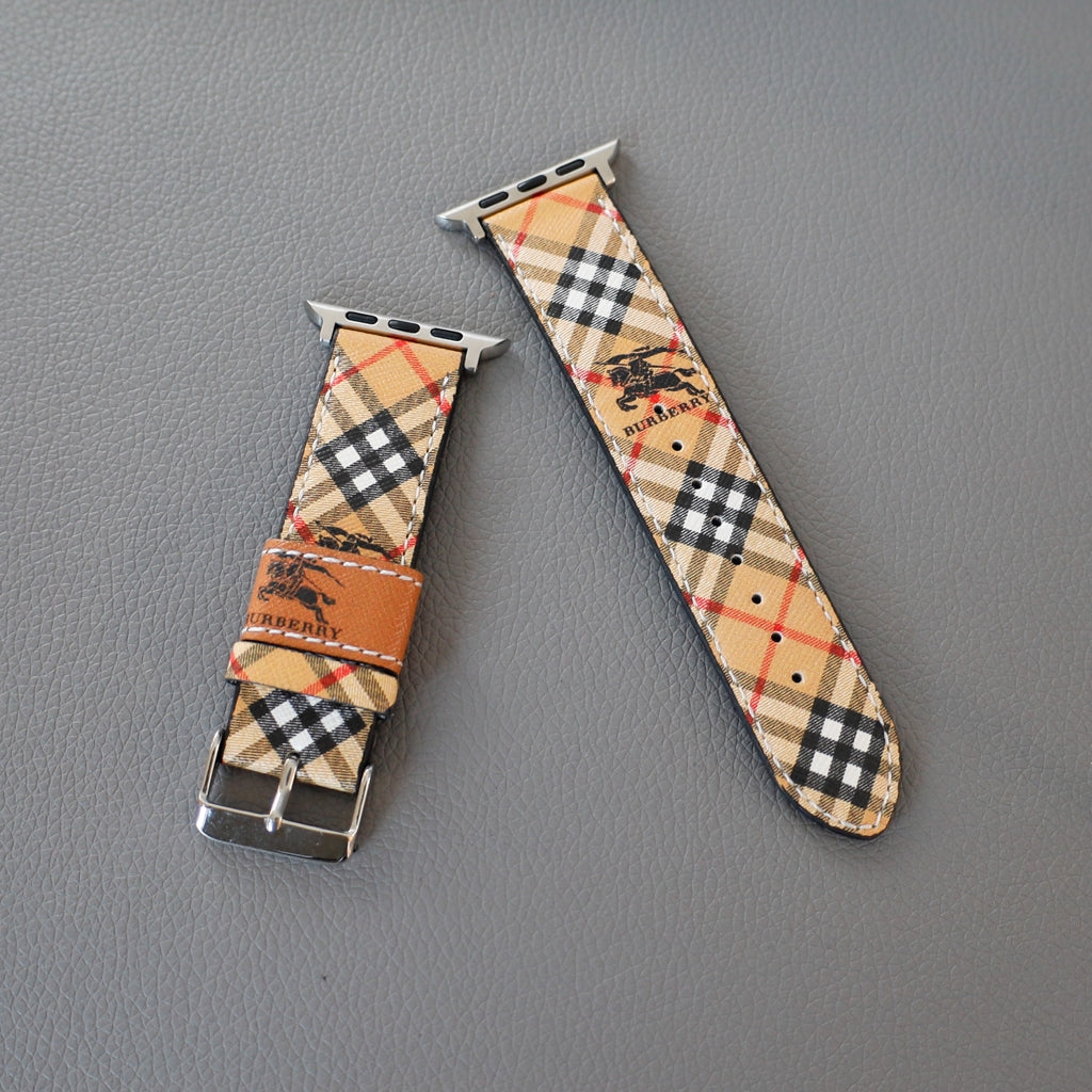 Luxury Burberry Apple Watch Band Criss Cross Design for 42mm-44mm-45mm