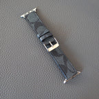 Coach Band For Apple Watch Black Pattern Leather