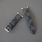 Coach Band For Apple Watch Black Pattern Leather for 42mm-44mm-45mm