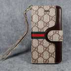 GG iPhone Wallet Case For 11 12 13 14 15 16 Pro Max Plus / Beige