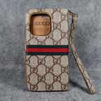 GG iPhone Wallet Case For 11 12 13 14 15 16 Pro Max Plus / Beige for 11-pro