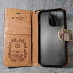 GG iPhone Wallet Case For 11 12 13 14 15 16 Pro Max Plus / Beige for 11-pro-max