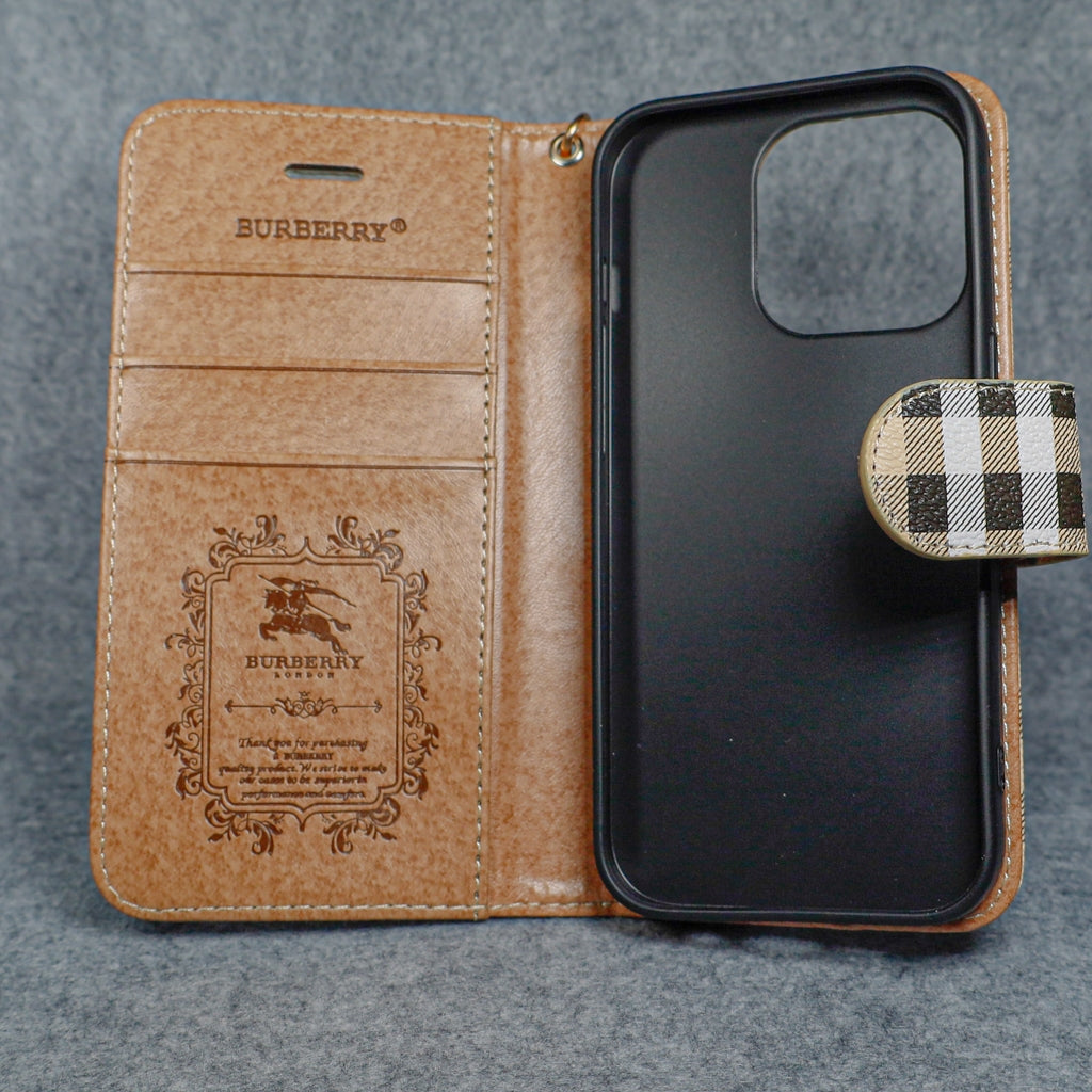 Burberry iPhone Case Wallet Style For 11 12 13 14 15 16 17 Pro Max Plus Series