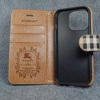 Burberry iPhone Case Wallet Style For 11 12 13 14 15 16 17 Pro Max Plus Series