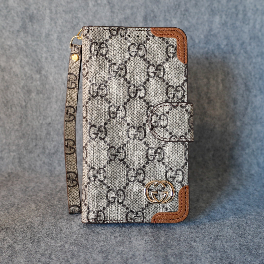 GG Phone Wallet Case For I Pro Max Plus / Brown Edges for 11