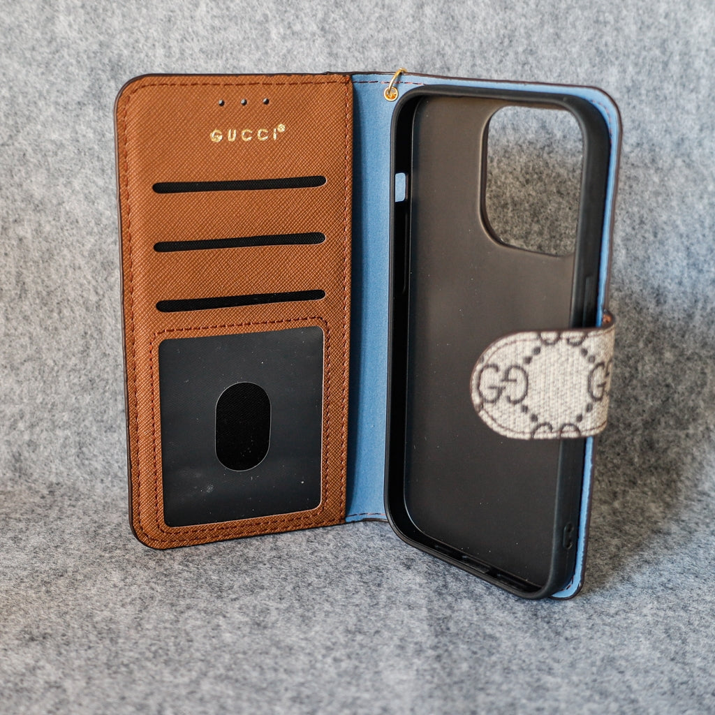 GG Phone Wallet Case For I Pro Max Plus / Brown Edges for 11-pro-max