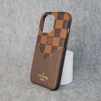 Brown Checkered Phone Case For iPhone X 11 12 13 14 Pro Max Series for 11-pro