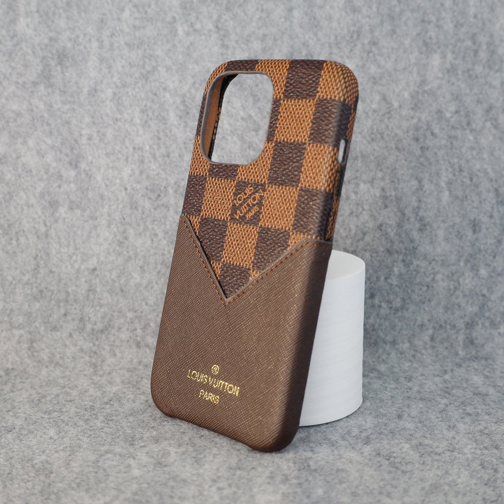 Brown Checkered Phone Case For iPhone X 11 12 13 14 Pro Max Series for 11-pro