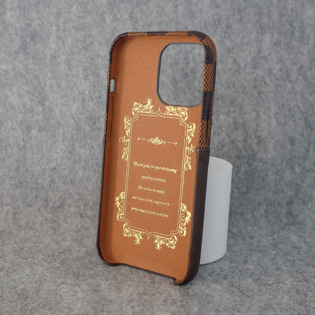 Brown Checkered Phone Case For iPhone X 11 12 13 14 Pro Max Series