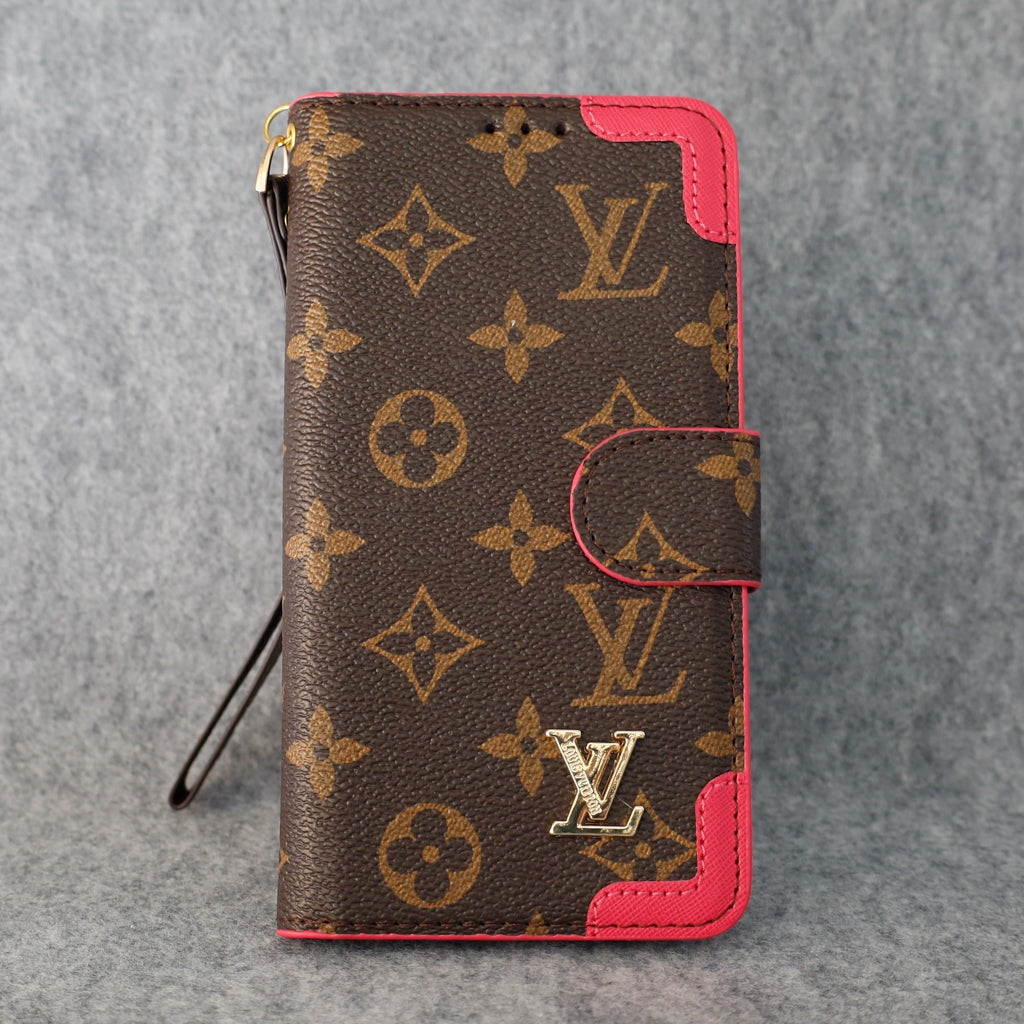 LV Phone Folio Case For I Pro Max Plus / Pink Edges for 11