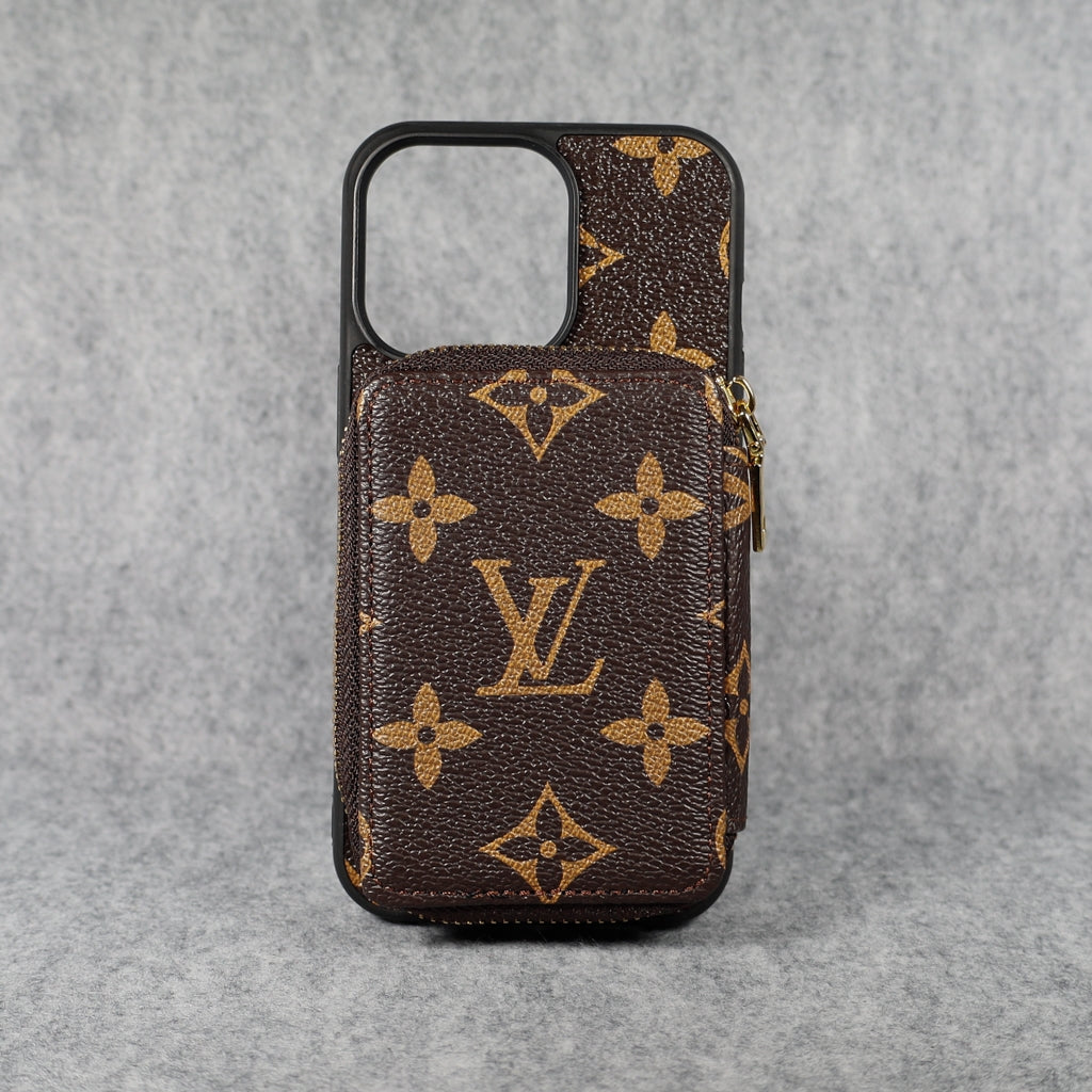 Designer iPhone Case Wallet Zipped Card Holder For 11 12 13 14 15 16 Pro Max Plus
