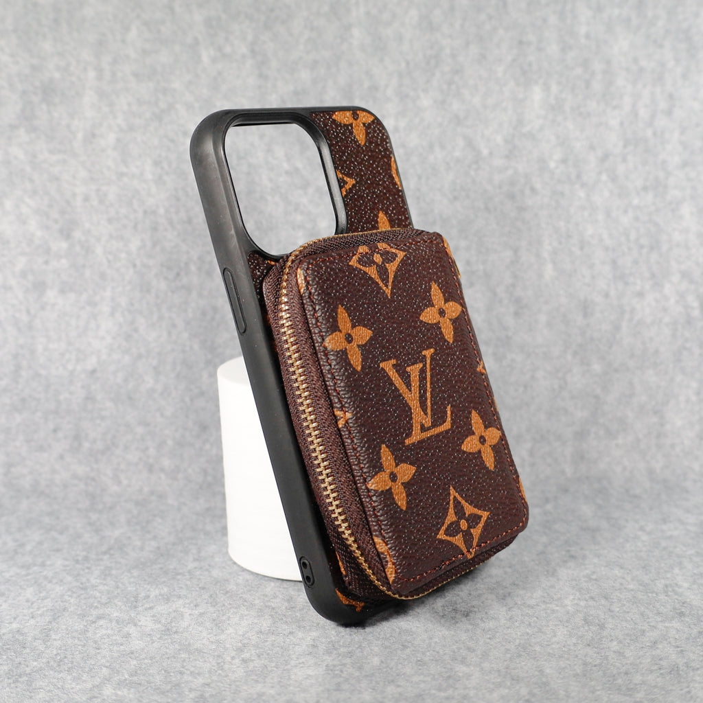 Designer iPhone Case Wallet Zipped Card Holder For 11 12 13 14 15 16 Pro Max Plus for 11-pro-max