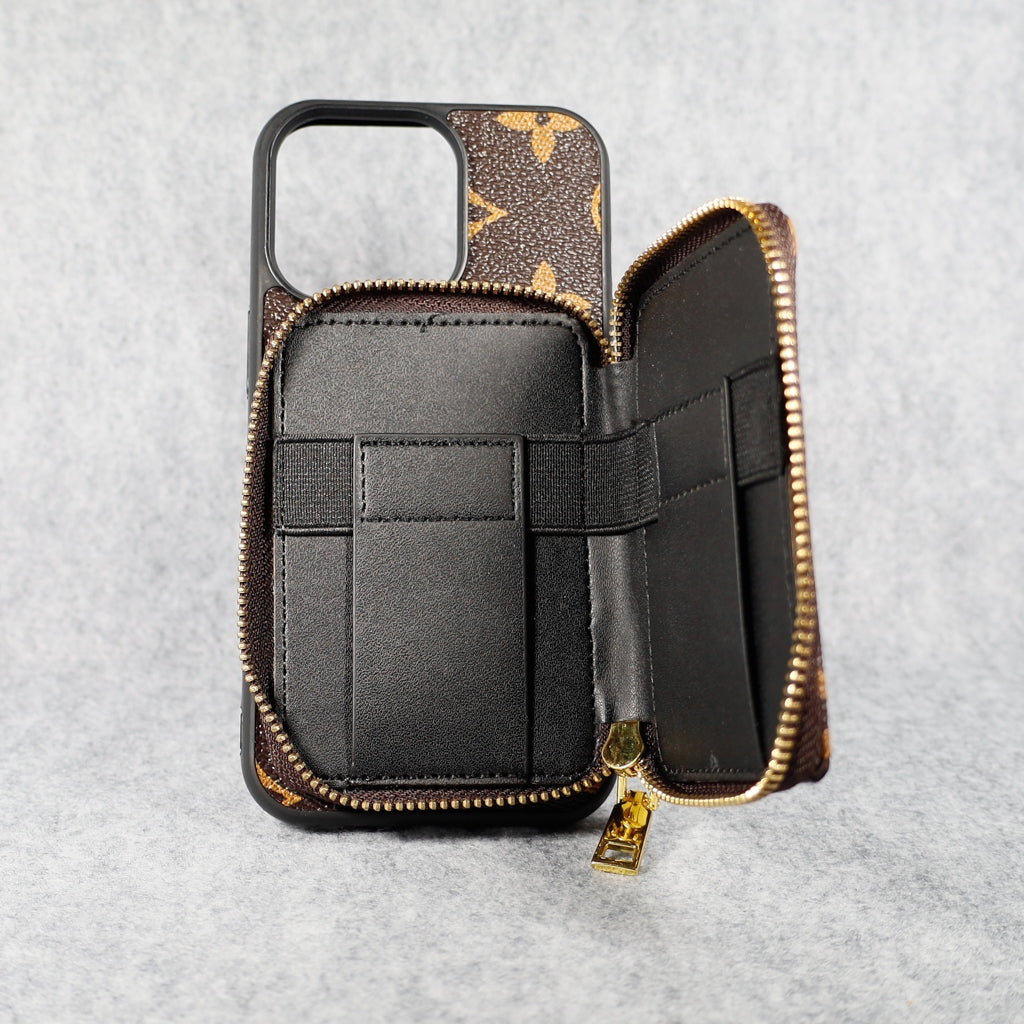 Designer iPhone Case Wallet Zipped Card Holder For 11 12 13 14 15 16 Pro Max Plus for 12-pro-max