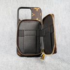Designer iPhone Case Wallet Zipped Card Holder For 11 12 13 14 15 16 Pro Max Plus for 12-pro-max