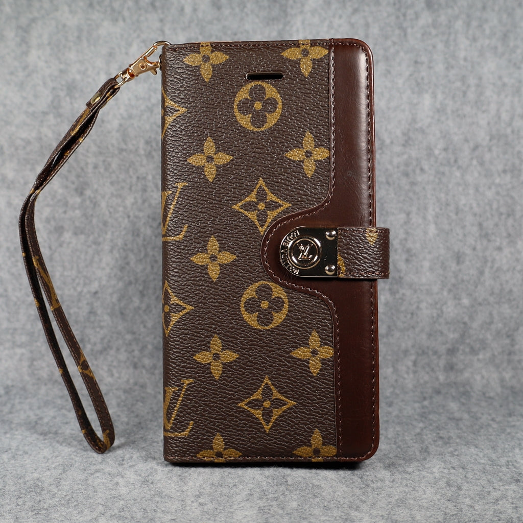 LV Monogram Leather Phone Case For Samsung Galaxy S22 23 24 25 Ultra Plus