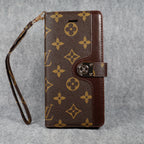LV Monogram Leather Phone Case For Samsung Galaxy S22 23 24 25 Ultra Plus
