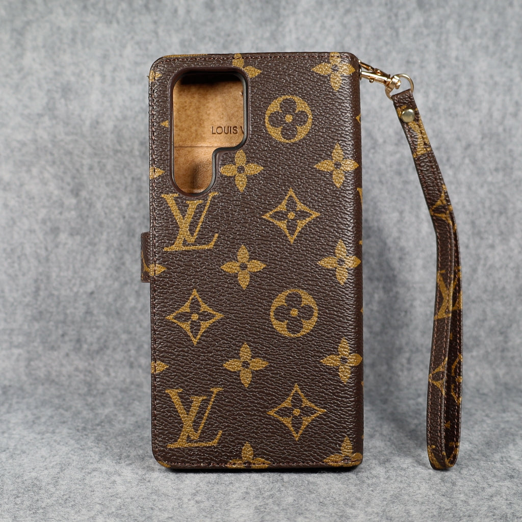 LV Monogram Leather Phone Case For Samsung Galaxy S22 23 24 25 Ultra Plus for s22-plus