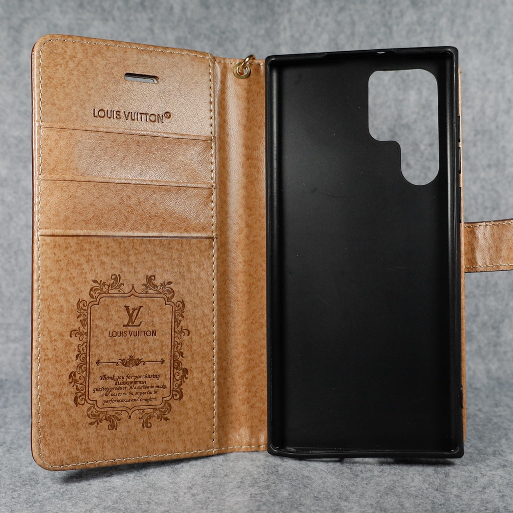 LV Folio Wallet Phone Case Samsung Galaxy S22 23 24 25 Plus Ultra for s22-plus