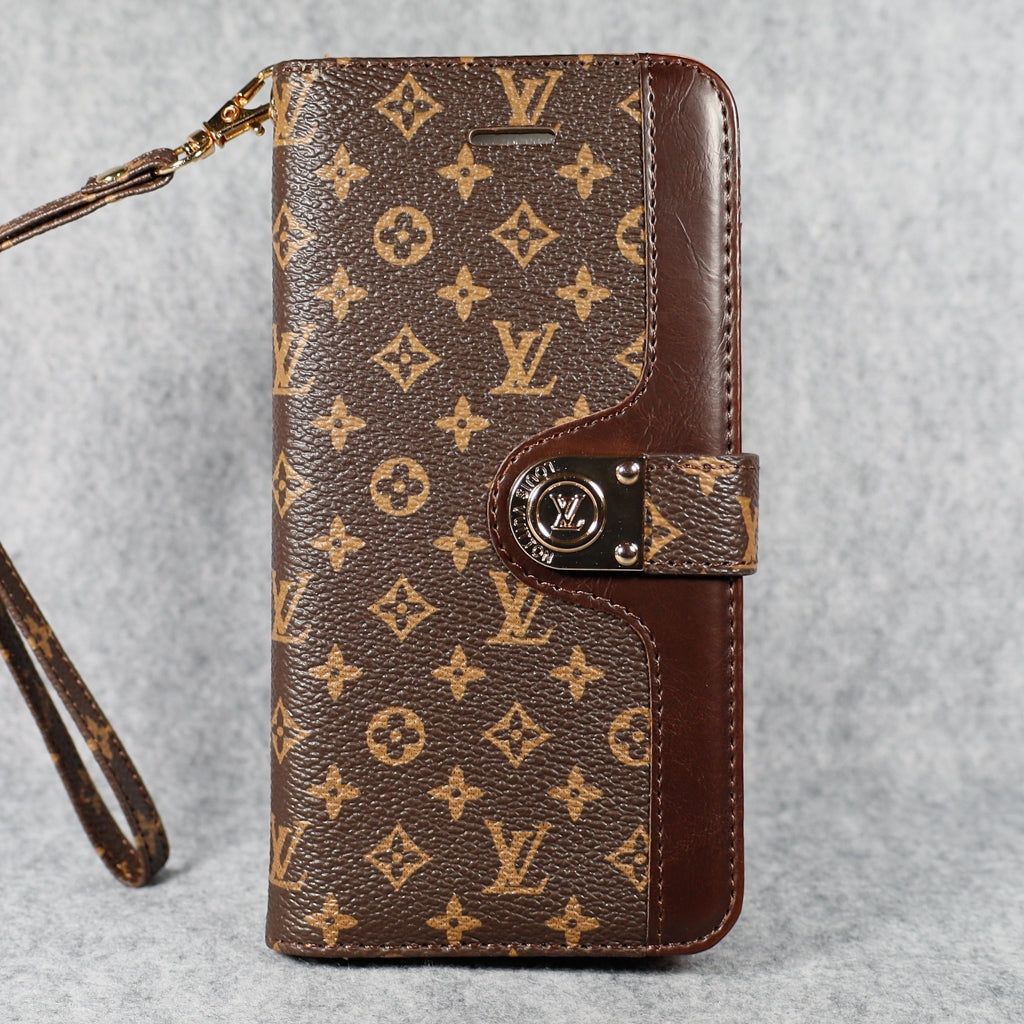 LV Wallet Phone Case Samsung Galaxy S21 22 23 24 25 Ultra Plus Brown Small Monogram