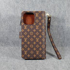 Fashion LV Wallet iPhone Case Zip Kickstand Function For I Pro Max Plus for 13-pro